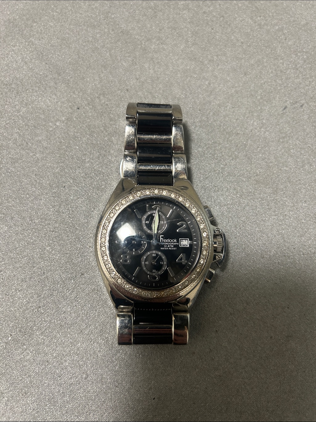 Mens Black Dial SilverTone Chronograph Watch